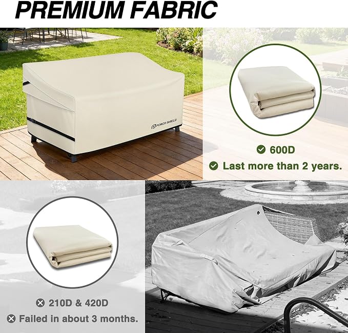 Porch Shield Waterproof Outdoor Deep Seat Sofa Cover –Patio Furniture Couch Cover 92W x 40D x 35H inch, Beige - Image 5