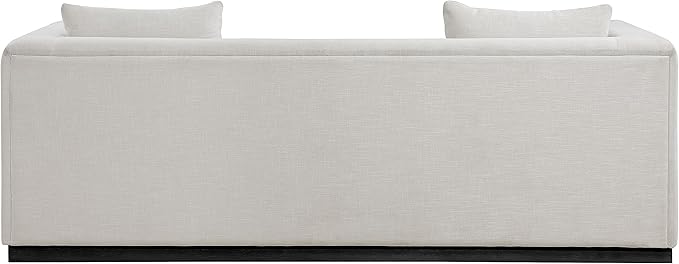 Meridian Furniture 642Beige-S Alfie Collection Modern | Contemporary Sofa with Rich Beige Linen Textured Fabric, Black Finish Solid Wood Base, 90.5" W x 36" D x 28.5" H, Beige