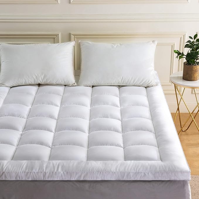 Niagara Cooling Twin Mattress Topper - Pillow Top Mattress Cover Quilted Fitted Cooling Topper for Back Pain Deep Pocket Fits 20 Inches, White