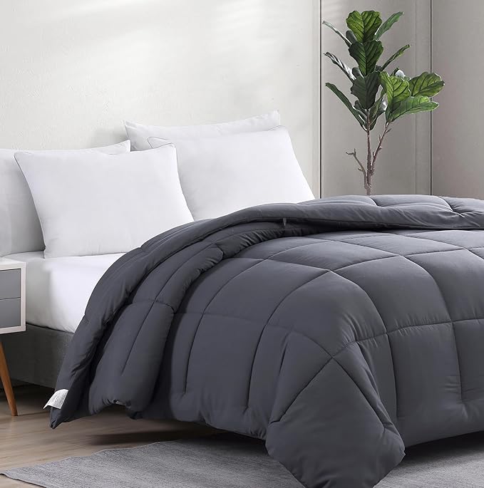 Casa Platino Gray Comforters Twin XL Size - Super Soft Duvet Insert with 8 Durable Tabs - Comfy & Cozy All Season Twin XL Size Quilted Bedding Comforter - Premium Down Alternative Fill - 66"x88", Gray