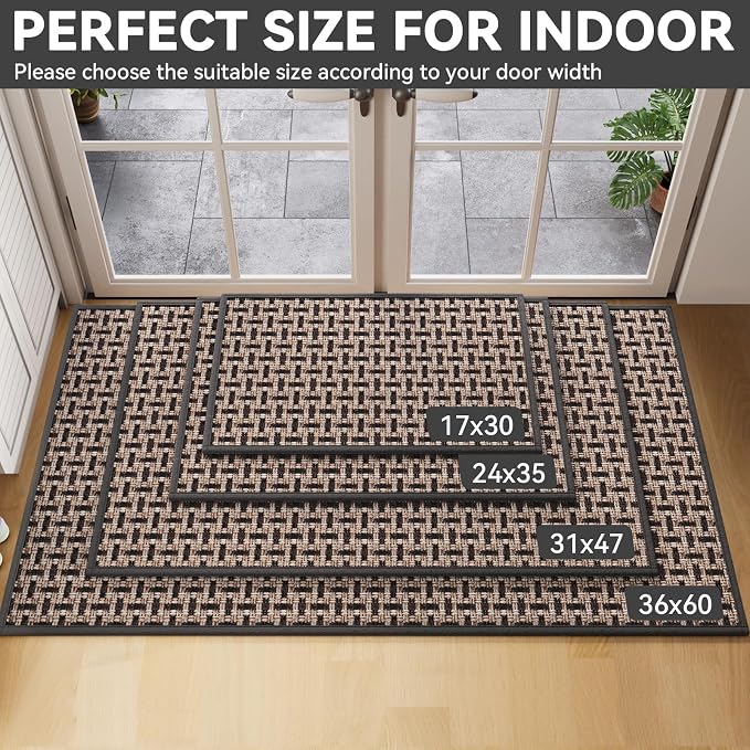YDKGL Door Mat Entrance 24x35, Dirt Resistant and Absorbent, Non-Slip Rubber Backing Floor Mats, Easy Clean Low-Profile Doormat for Entryway, Front Door, Inside Entrance, Black - Image 2