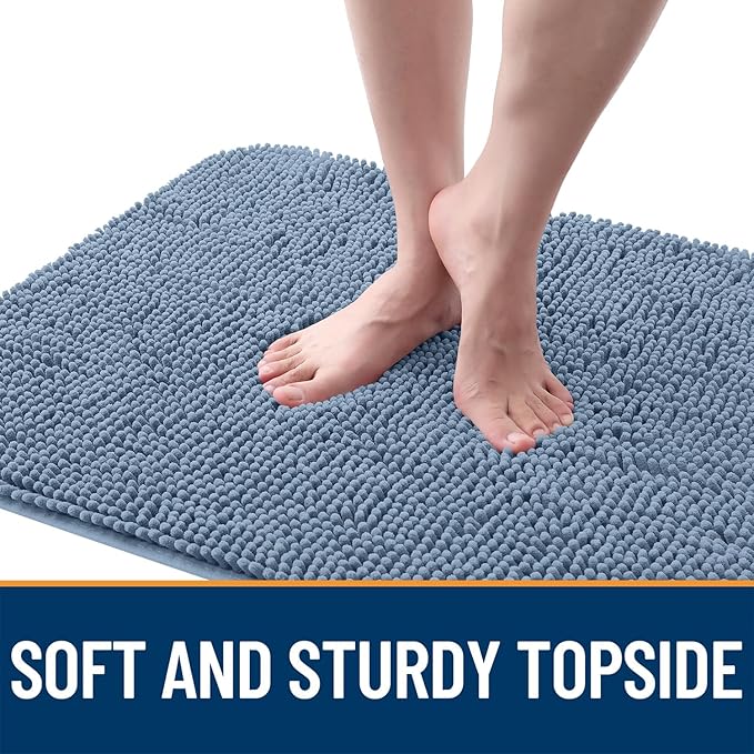 OLANLY Dog Door Mat for Muddy Paws 47x32, Absorbs Moisture and Dirt, Absorbent Non-Slip Washable Doormat, Quick Dry Chenille Mud Mat for Dogs, Entry Indoor Entryway Carpet for Inside Floor, Airy Blue - Image 4