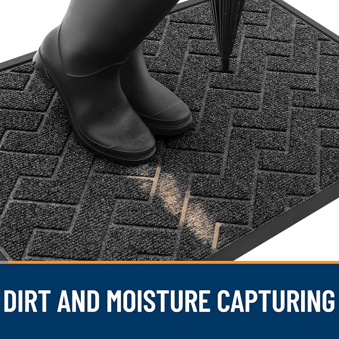 OLANLY Front Door Mat Indoor Outdoor Entrance, Waterproof All-Season, All-Weather Doormat, Sturdy Natural Rubber, Low Profile, Easy Clean Patio Porch Entryway Mat, Herringbone Brick (Black, 36x24) - Image 7