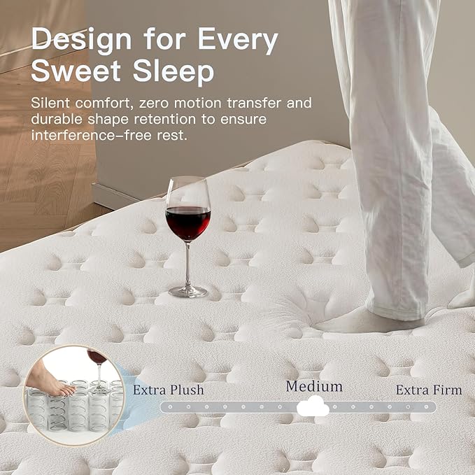 Profus 12 Inch King Size Mattress, Memory Foam King Mattress for Cool Night & Pressure Relief, Medium Firm Feel with Strong Edge Support & Motion Isolation, CertiPUR-US Certified Mattress in A Box