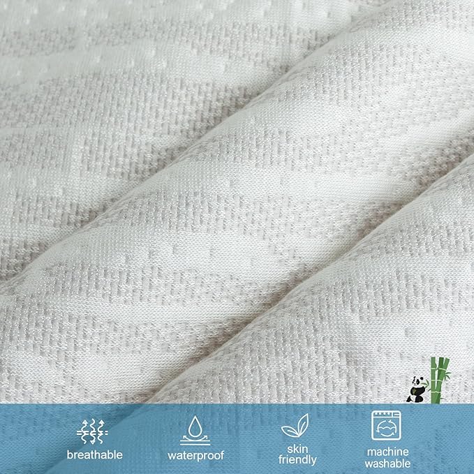Mattress Topper Cover Protector Twin Size 2 Inch, 100% Waterproof Viscose Cooling Mattress Encasement Zippered with Adjustable Straps, Fit Memory Foam Mattress Topper