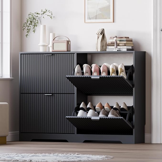 BORNOON Large Shoe Cabinet for Entryway, Shoe Rack Cabinet with 4 Flip Drawer and Adjustable Shelves for Small Apartment, Foyer by BORNOON
