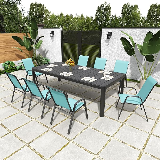 Patio Chairs Set of 4, Stackable Outdoor Dining Chairs for All Weather Textilene Fabric & Metal Frame, Outdoor Chairs Set for Backyard Deck Garden - Image 8