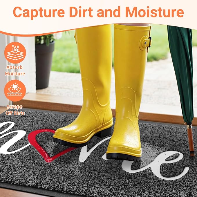 StepLively Door Mat Home Welcome Mats Outdoor and Indoor, Heavy-Duty Low-Profile Non-Slip Durable Front Welcome Mat Doormat for Home Entrance, Outside Entry, Yard, Floor, Patio (35''x24'', Grey) - Image 3