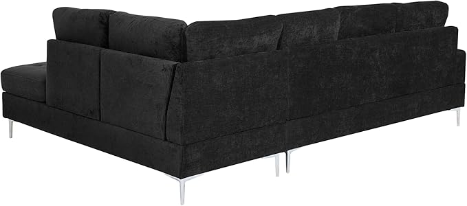 ERYE 102-Inch L-Shaped Corner Sectional Sofa Chenille Upholstered Tufted Corner Sofa Couch with Storage Ottoman and Nailhead Decor,Modern L-Shaped Convertible Couches