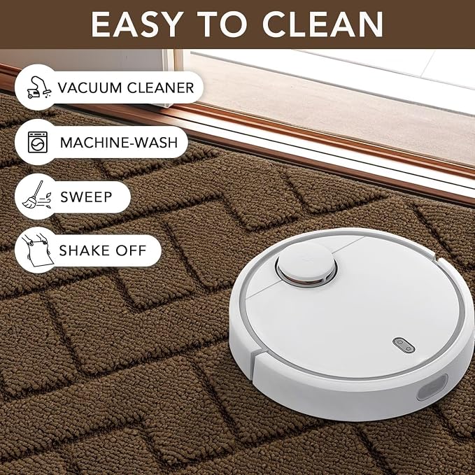 hicorfe Indoor Door Mat,Non Slip Door Mats,32"x48" Front Back Door Mat Rubber Backing,Absorbent Resist Dirt Entrance Inside Floor Mats for Entryway Washable Low-Profile(Dark Brown) - Image 6