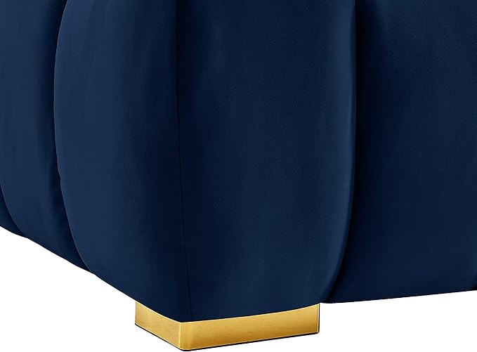 Meridian Furniture 670Navy-L Gwen Collection Modern | Contemporary Velvet Upholstered Loveseat with Deep Biscuit Tufting