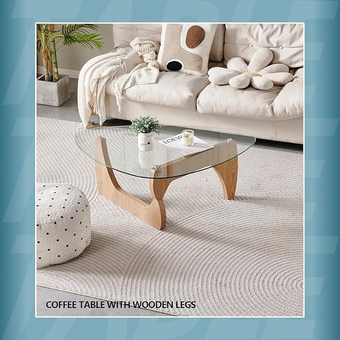 Btrpily Wooden Coffee Table - Modern Triangle Side Table， Contemporary, Stylish, High-End Furnishing for Your Living Room (Nature Wood, Triangle)
