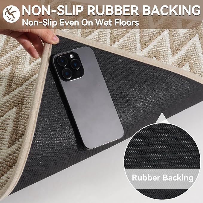 Indoor Door Mat 17x30, Dirt Resistant & Absorbent Doormat for Entryway Inside, Non-Slip Rubber Backing Front Door Mat Indoor Entrance, Low-Profile, Washable, Brown - Image 5