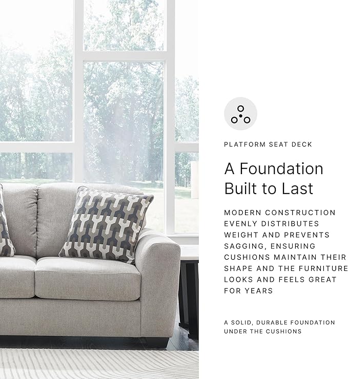 Signature Design by Ashley Avenal Park Casual Loveseat with 2 Toss Pillows, Light Gray