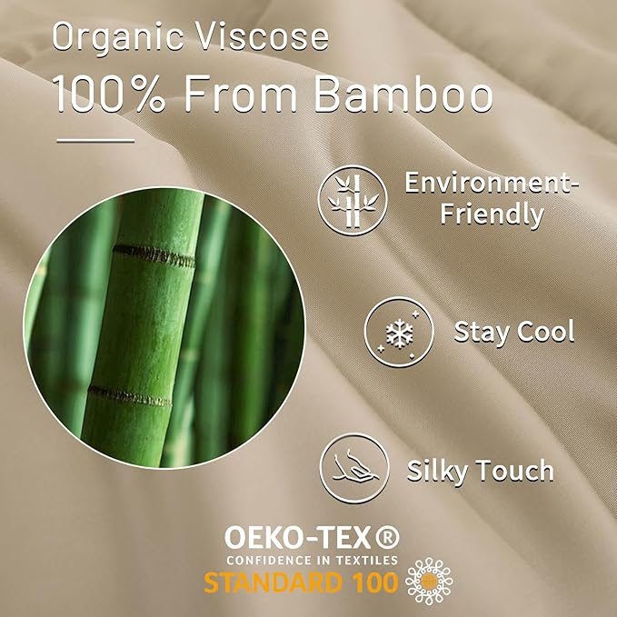 NEXHOME PRO Viscose from Bamboo Comforter Queen Cooling Lightweight Duvet Insert, Organic Natural Summer Bedding Blanket for Hot Sleepers,8 Corner Tabs 90" L x90 W