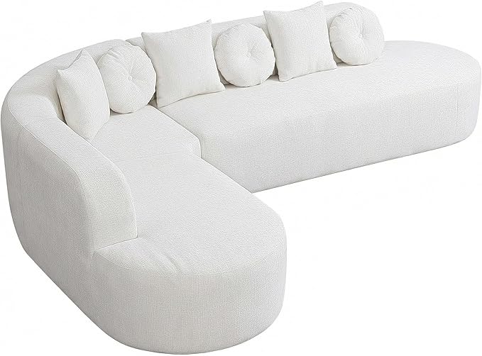 123" Boneless Modular Sectional Sofa, Modern Curved L-Shaped Cloud Foam Couch with High Density Sponge & Pocket Spring, Chenille Fabric, Non-Assembly Frameless Floor Sofa for Living Room | Plush, Wider Armrest
