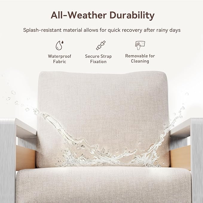 Aoxun Aluminum Outdoor Patio Furniture Set, 3 Seats Metal Sectional Patio Furniture, Modern Outside Sectional Set for Backyard, 3-Seat Sofa ×1, Silver & Beige