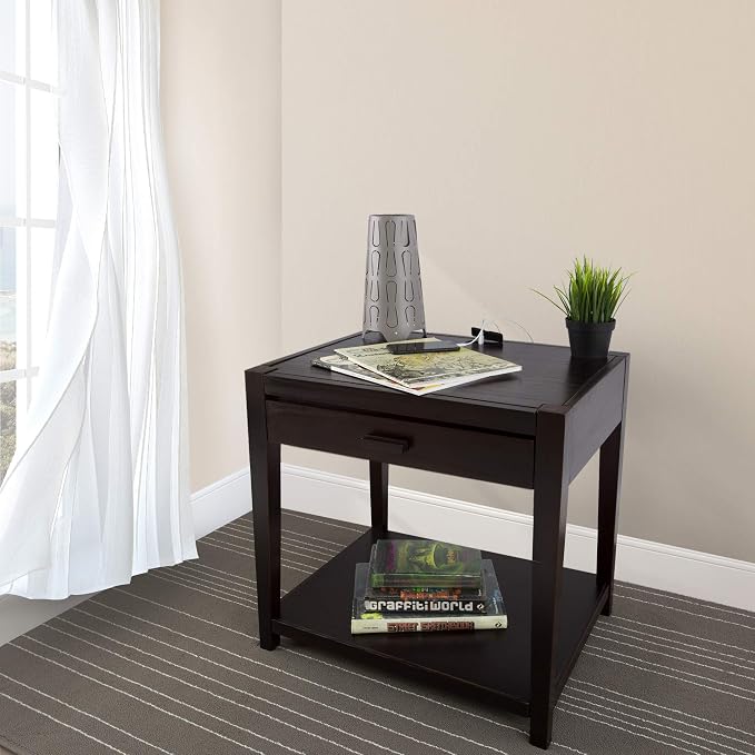 Casual Home Notre Dame Nightstand with USB Ports-Espresso, 18.75 in x 24 in x 26 in (D x W x H) - Image 7