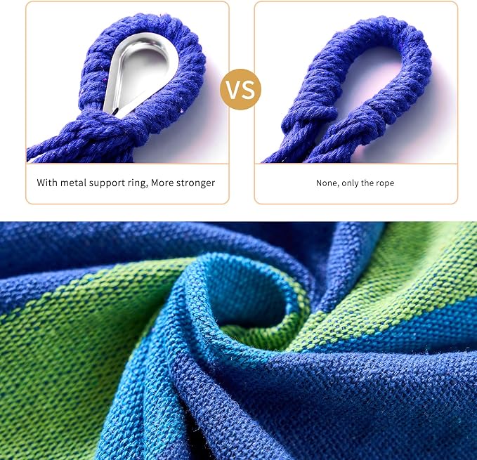 Camping Hammock Comfortable Fabric Hammocks with Tree Straps for Travel Patio Garden, Hanging Sturdy Indoor/Outdoor Hammock Up to 660lbs Portable Hammocks with Travel Bag - Image 6