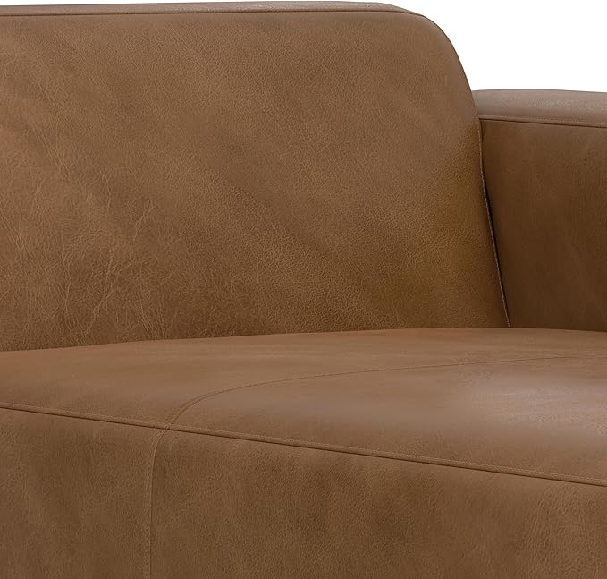SIMPLIHOME Rex Right Chaise Sofa Module in Full-Grain Genuine Leather, Caramel Brown, 44-inches W x 69.5-inches D, Handcrafted Modern-Style Right-Arm Chaise Lounge Chair for Living Room