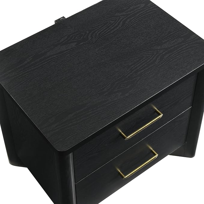 24/7 Shop at Home Sawer Modern 23-inch Wood Nightstand with 2 Drawers and USB Ports, Wooden Night Stand for Bedroom, Apartment, Small Bedside Table, Black - Image 7