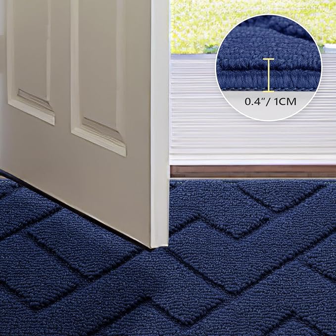 hicorfe Indoor Doormat,Front Back Door Mat TPR Backing Non Slip Mats 20"x31.5" Absorbent Resist Dirt Entrance Doormat Inside Floor for Entryway Washable Low-Profile(Navy Blue) - Image 4