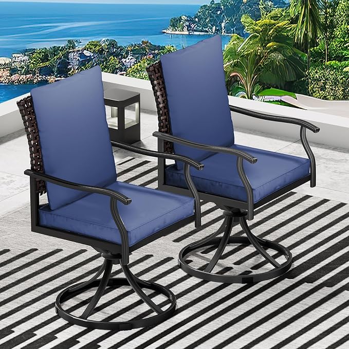 LEVELEVE 2-Piece Swivel Dining Chairs, Outdoor Patio Bistro Chairs for Lawn, Garden, Deck, Backyard & Porch(Matching Series for 5-Piece Set) by Enjoyyourlife