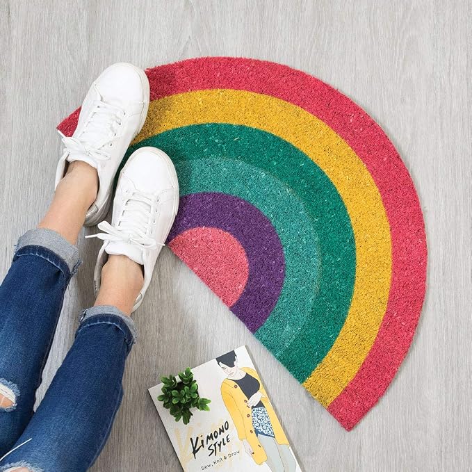 Fisura – Doormat Outdoor Entrance, Outdoor mats for Front Door, Welcome mat. Made of Coconut Fiber with Non-Slip PVC Base, Doormat Hand-Painted, 30 x 18 inches. (Rainbow, Multicolor) - Image 6
