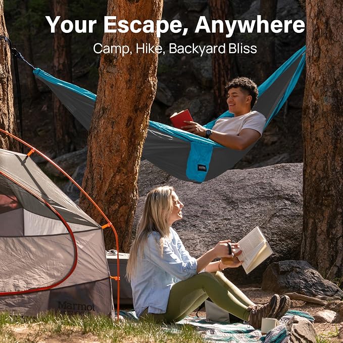 Kootek Camping Hammock, Portable Hammocks with Tree Straps & Attached Carry Bag, Camping Essentials Gear, Perfect for Outside Indoor Hiking Beach Backpack Travel - Image 7