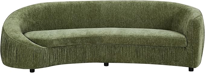 92.13" Modern Curved Shaped Sofa, Comfor Upholstered Fabric 4-Seat Couch for Living Room and Apartment, No Need to Assembly,Green