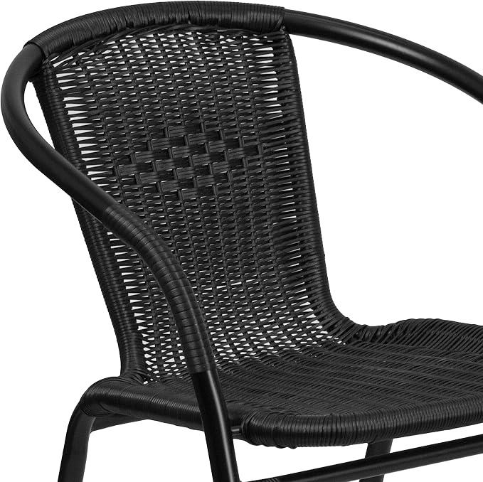 Flash Furniture Lila Modern Rattan Indoor/Outdoor Stackable Dining Chairs, Stacking Rattan Bistro Chairs for Patio or Restaurant, Set of 4, Black - Image 12
