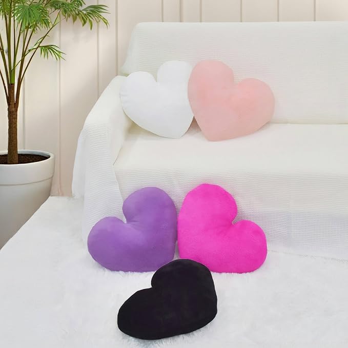 2 Pcs Heart Pillow Decorative Throw Pillows 16-inch Cute Soft Fluffy Heart Shaped Pillows for Bed Couch Sofa Bedroom Living Room Decor Aesthetic (White, 16"x13.78")