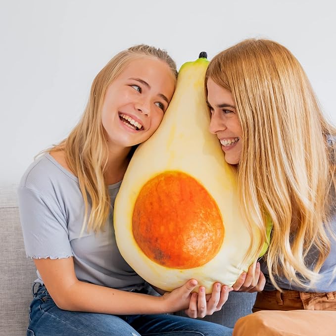 Much Comfort 22" 3D Ripe Avocado Throw Pillow - Made with Super Soft & Ultra Premium Fabric - Cute, Comfortable, Plush, Stuffed Cushion for Home Decor of Pets - Best Funny Gift for Teens - Medium