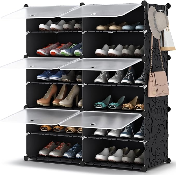 HOMIDEC Shoe Rack Organizer, 6 Tier Storage Cabinet 24 Pair Plastic Shoe Shelves for Closet Hallway Bedroom Entryway by DecorateYourHome