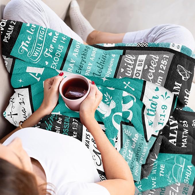 Christian Gifts for Women Men Blanket 60"x50", Christian Gift for Kids, Religious Bible Catholic Spiritual Inspirational Baptism Birthday Gift Ideas Blankets