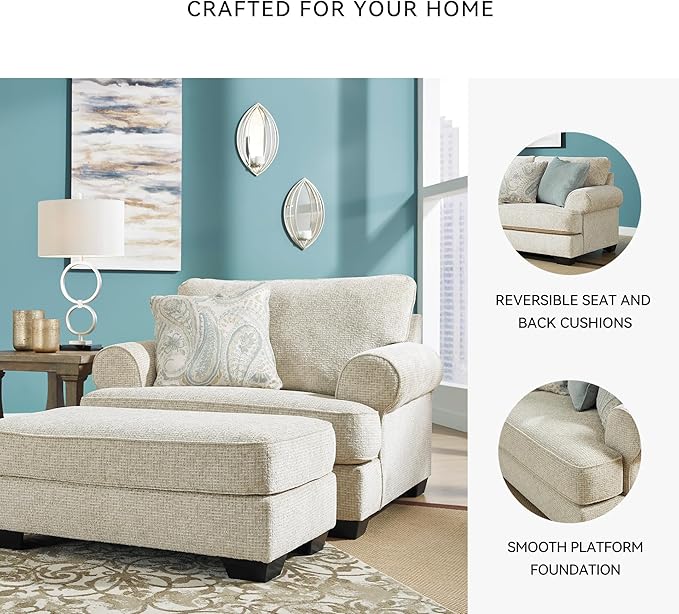 Signature Design by Ashley Monaghan Classic Upholstered Oversized Chair with Reversible Cushion, Beige