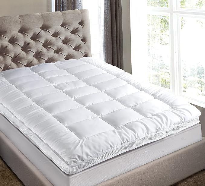Niagara Cooling Twin Mattress Topper - Pillow Top Mattress Cover Quilted Fitted Cooling Topper for Back Pain Deep Pocket Fits 20 Inches, White