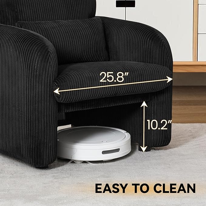 Morden Loveseat, Comfy Upholstered Corduroy Loveseat Sofa, 2-Seater Love Seat Couch for Living Room, Bedroom, Black
