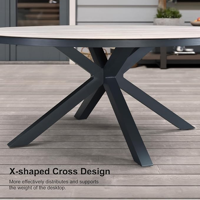 PURPLE LEAF 9 Pieces Patio Dining Set Wicker Outdoor Furniture Round Table and Chairs Set for Garden Deck Aluminum Frame Backyard Kitchen Set, Cushions and Pillows Included Grey - Image 3