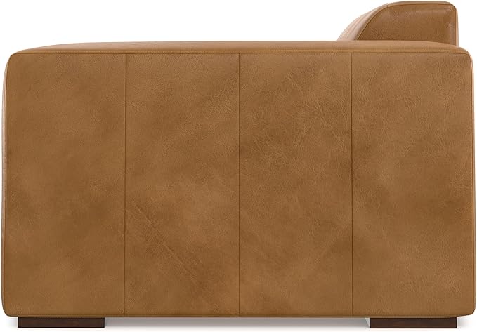 SIMPLIHOME Rex Right-Arm Sofa Module in Full-Grain Genuine Leather, Sienna, 44-inches Wide, Handcrafted Modern-Style Right-Arm Accent Chair for Living Room and Family Room