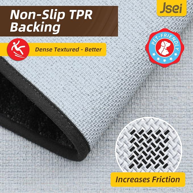JSEI Dirt Trapper Door Mat 32"x48", Non-Slip Doormats Washable Entryway Mat, Welcome Floor Mat Absorbent Low Profile Dog Door Mats for Front Back Door, Wet Shoes & Paws, Dark Gray - Image 3