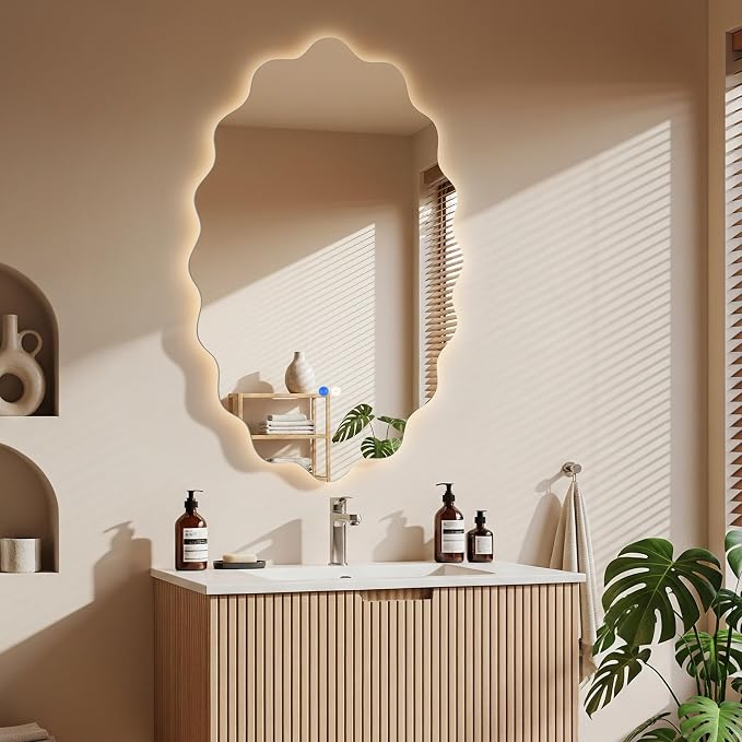 Oval Wavy Led Bathroom Mirror- Vanity Mirror with Lights IP54 Enhanced Anti-Fog,Single Piece 24"x36" 3 Colors Dimmable, Memory,Tempered Glass,UL Listed - Image 7