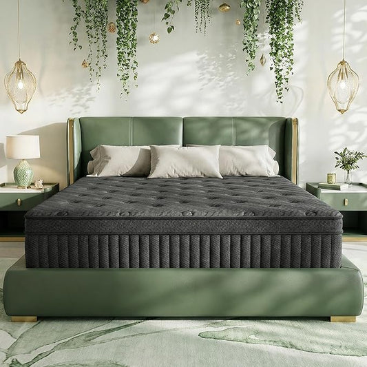 inight 14 Inch King Hybrid Mattress, Medium Firm Balanced Support with Nebulign Foam & Pocket Springs, Pressure Relief for Average Weight (130-230lbs), Fiberglass-Free, CFR 1633 Compliant