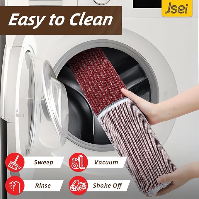 JSEI Dirt Trapper Door Mat 24"x36" Non-Slip Washable Entrance Mat, Dog Doormats, Absorbent & Fade-Resistant Floor Mats, Low Profile Welcome Mats for Entryway, Front Door, and Inside Entrance, Red - Image 7
