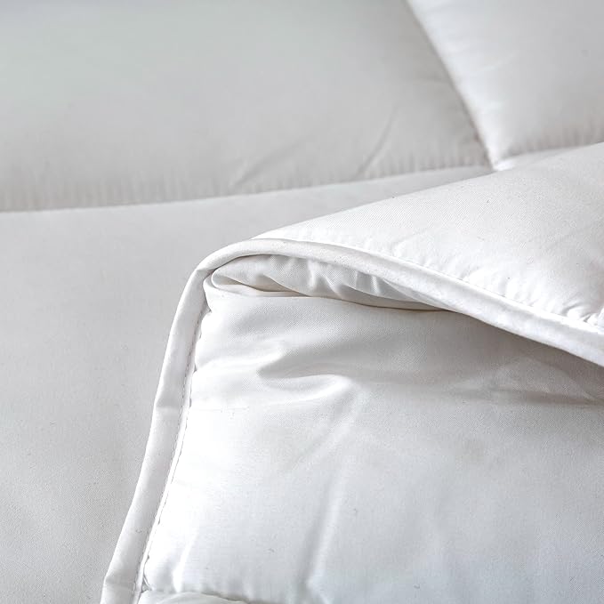 Dorrin Nessin King Size Down Alternative Comforter All Season Duvet Insert, Ultra Soft Double Brushed Microfiber Quilt Cover, Classic Box Stitched with Corner Tabs, White Color