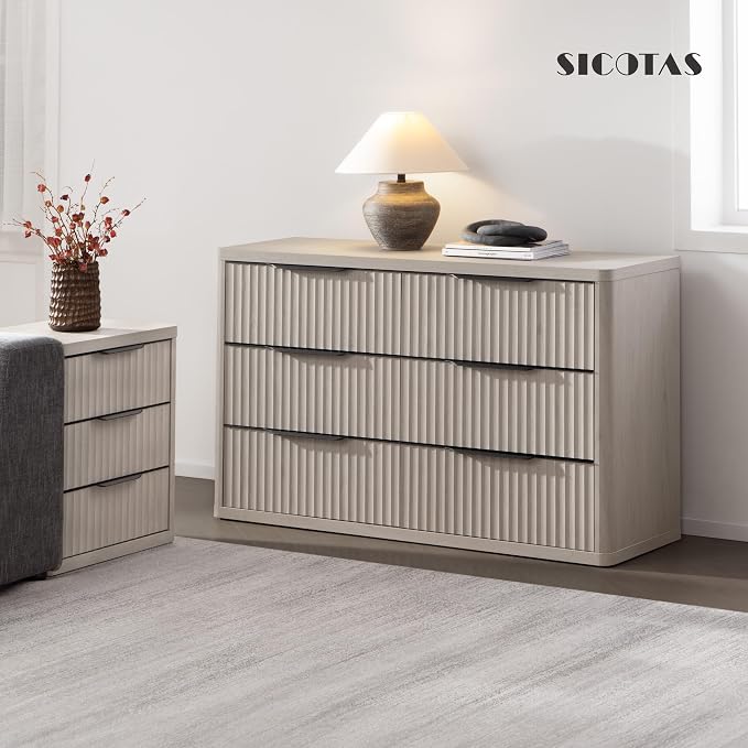 SICOTAS Dresser for Bedroom 53.5" Wide 6 Drawer Dressers & Chests of Drawers for Closet Long Large Modern TV Stand Set for Clothes Storage Fluted Clothes Closet for Hallway Entryway, White Alder - Image 8