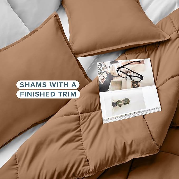 Bare Home Comforter Set - Cal King Size - Ultra-Soft - Goose Down Alternative - Premium 1800 Series - All Season Warmth (Cal King, Caramel)