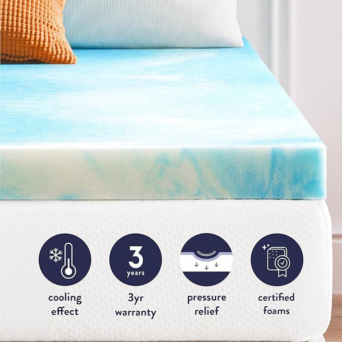 Best Price Mattress 3 Inch Swirl Gel AeroBreeze Cooling Air Flow Memory Foam Mattress Topper, Dorm Essentials, Queen