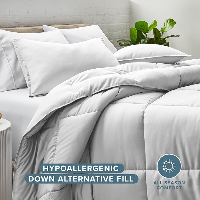 Bare Home Comforter Set - Oversized King Size - Ultra-Soft - Goose Down Alternative - Premium 1800 Series - All Season Warmth (Oversized King, Cloud Grey)