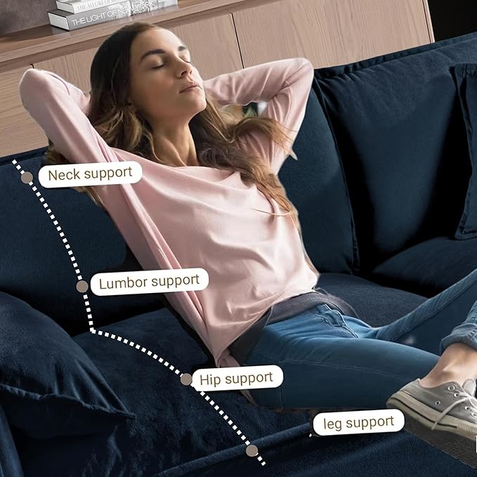 143-Inch U-Shaped Sectional Cloud Sofa Oversized Modular 6 Seaters Sofa Couch with 2 Ottoman Chaise and Pillow Armrest, Chenille Upholstered Convertible Cloud Couch